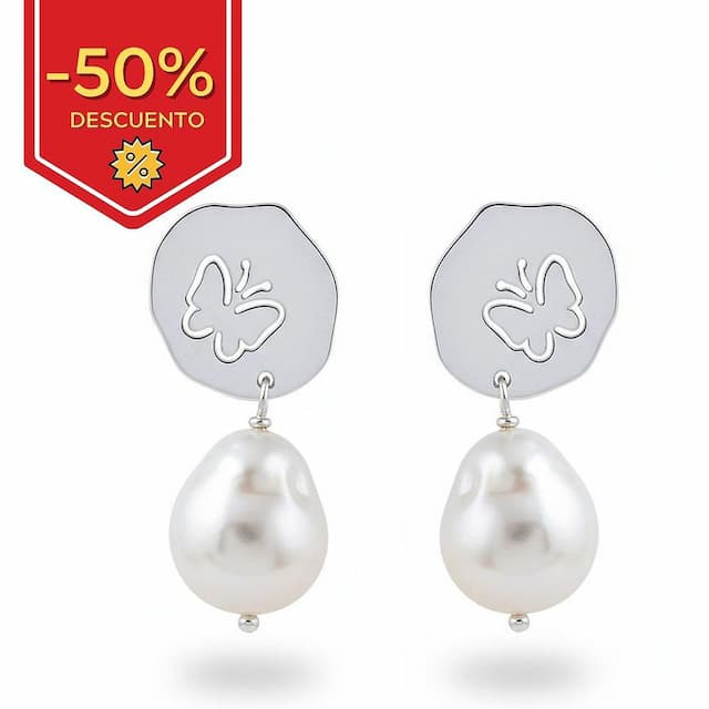 Imagen del productoPENDIENTE PLATA 925MM MARIPOSAS PERLA