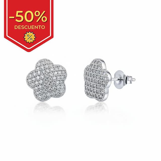 Imagen del productoPENDIENTES FLOR CIRCONITAS PLATA 925MM