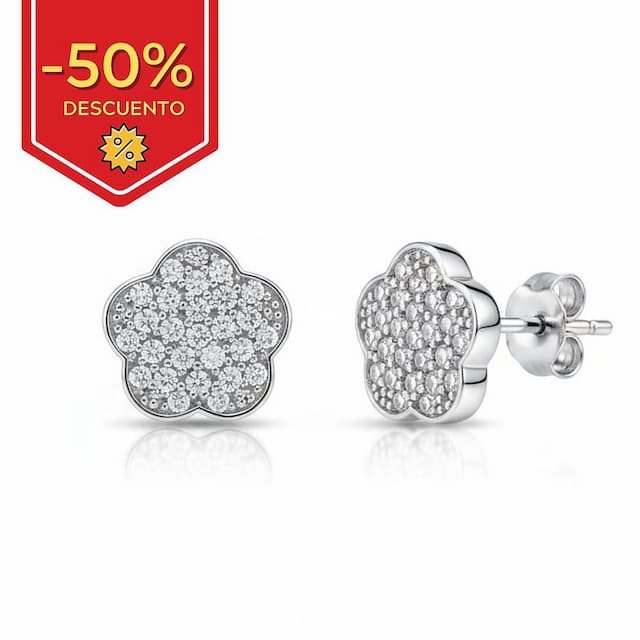 Imagen del productoPENDIENTES FLOR CIRCONITAS PLATA 925MM 