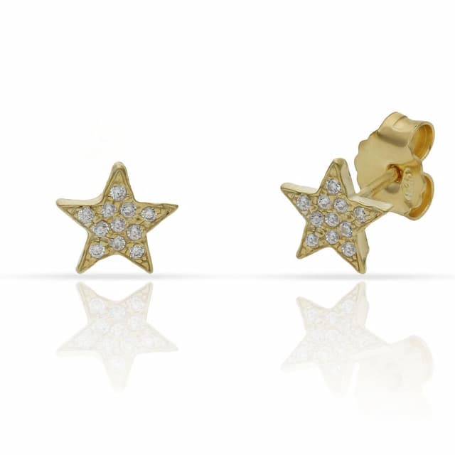 Imagen del productoPENDIENTES PLATA CHAPADA ORO ESTRELLAS CIRCONITAS - 7MM
