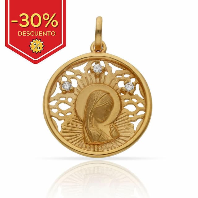Imagen del productoMEDALLA PLATA CHAPADA ORO VIRGEN NIÑA - 22MM