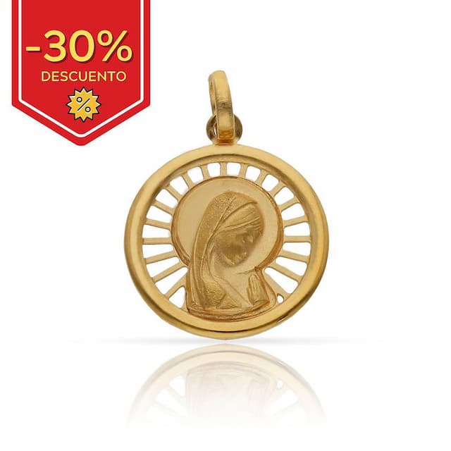 Imagen del productoMEDALLA PLATA CHAPADA ORO VIRGEN NIÑA - 18MM