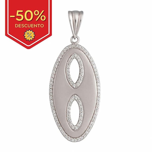 Imagen del productoCOLGANTE PLATA 925MM OVALADO CIRCONITAS